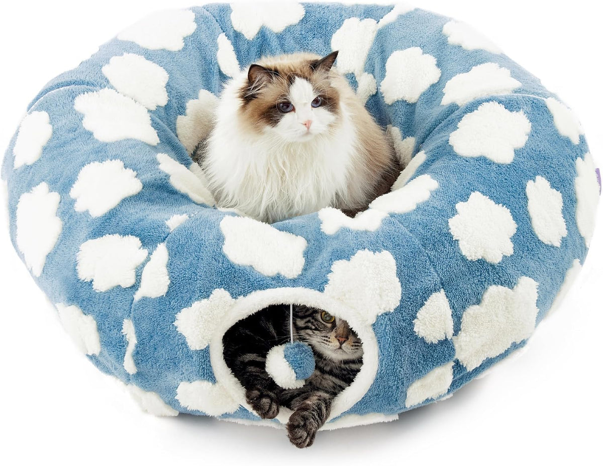 Lesure Donut Cute Jacquard Large Cat Tunnel Bed Kitten Toys for Dog Bunny