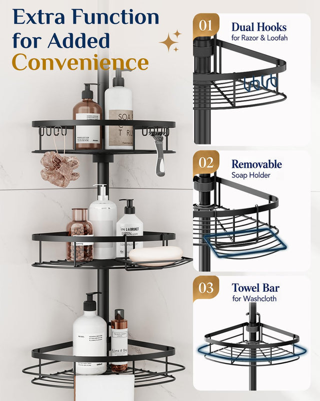 Rustproof Shower Corner Caddy, Bathroom Storage Organizer