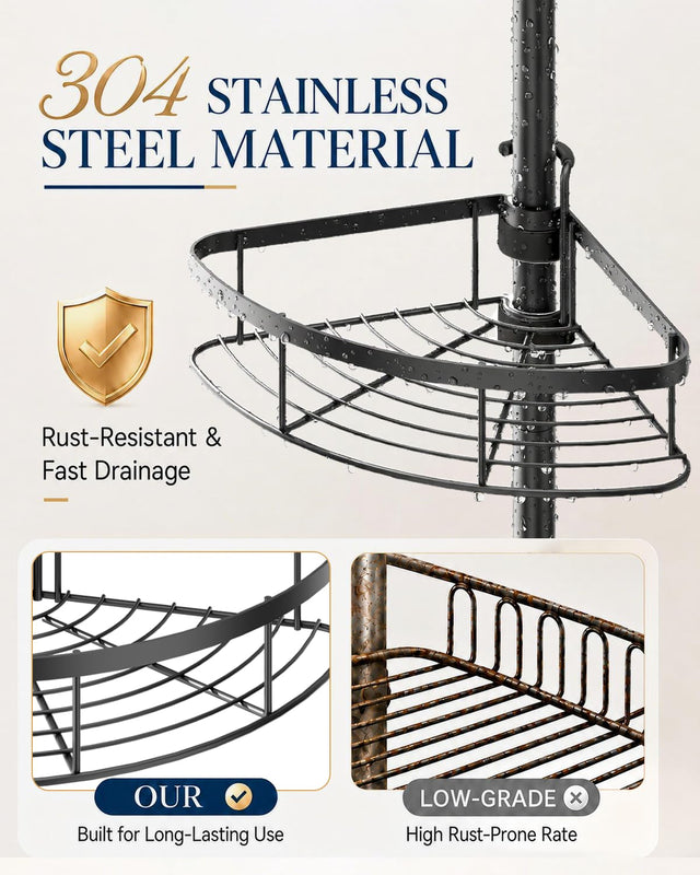 Rustproof Shower Corner Caddy, Bathroom Storage Organizer