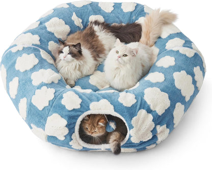 Lesure Donut Cute Jacquard Large Cat Tunnel Bed Kitten Toys for Dog Bunny