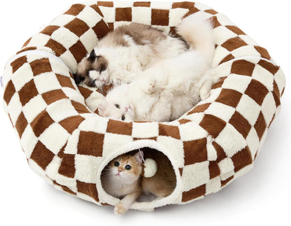 Lesure Donut Cute Jacquard Large Cat Tunnel Bed Kitten Toys for Dog Bunny