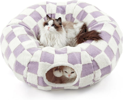 Lesure Donut Cute Jacquard Large Cat Tunnel Bed Kitten Toys for Dog Bunny