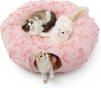 Lesure Donut Cute Jacquard Large Cat Tunnel Bed Kitten Toys for Dog Bunny