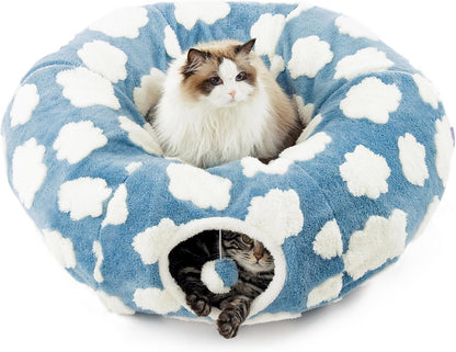 Lesure Donut Cute Jacquard Large Cat Tunnel Bed Kitten Toys for Dog Bunny