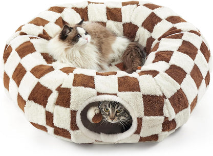 Lesure Donut Cute Jacquard Large Cat Tunnel Bed Kitten Toys for Dog Bunny