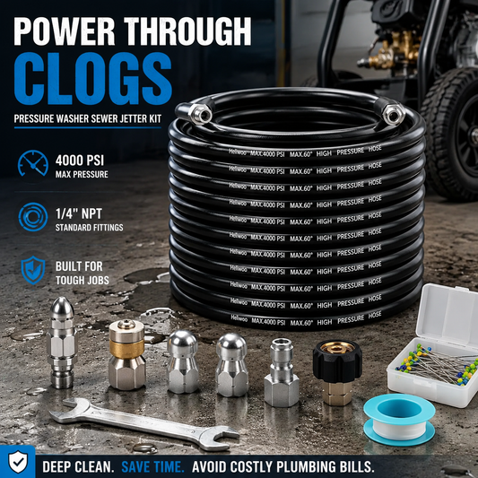 Powerful Sewer Jetter Kit – High-Pressure Drain Cleaner for Clogged Pipes, Drains & Sewer Lines