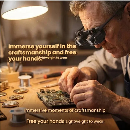Mroace LED Illuminated Head Mounted Magnifying Glasses